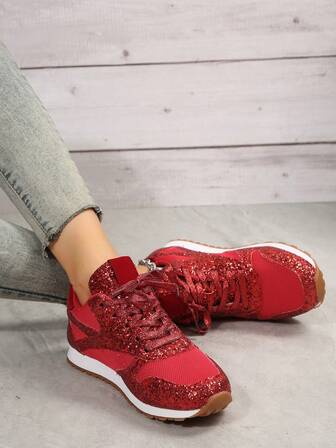 時尚舒適的閃亮透氣休閒運動鞋