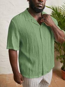 GENTILAND Nam Plus Chất rắn Nút Lên Áo sơ mi - Màu xanh Bạc hà - Xem 4