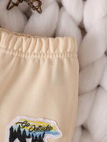 男嬰字母圖案衛衣和衛褲和帽 - 杏色 - 查看 3