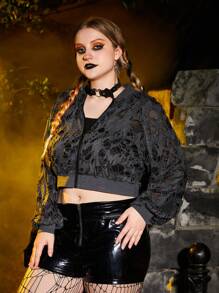 ROMWE PUNK Taglie Forti Giacca corta con strappati manica raglan - nero - Visualizzare 6