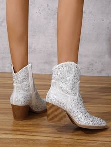 Giày bốt cao gót ngoài trời thời trang dành cho nữ - trắng - Xem 2