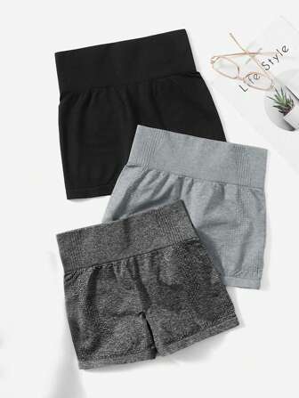 3pcs Seamless High Stretch Sports ShortsWomen Sweat Short, Gym Short, Biker Short