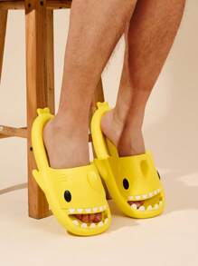 Chanclas divertidas con forma de tiburón para hombres, pantuflas de playa - Amarillo - Ver 3
