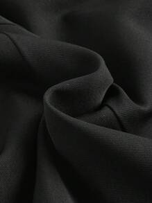 SHEIN MOD 西裝領金屬裝飾墊肩短版西裝 - 黑色 - 查看 4