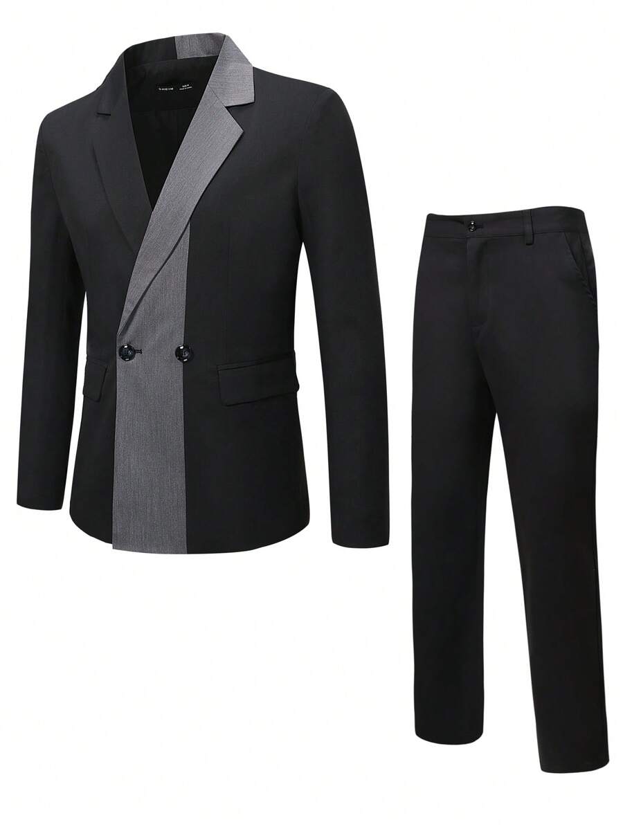 Manfinity Mode 男士西裝套裝 - 黑色 - 查看 1