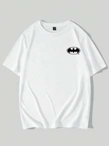 ROMWE MEN Batman X ROMWE Men Cartoon Graphic Tee, School - White - View 2