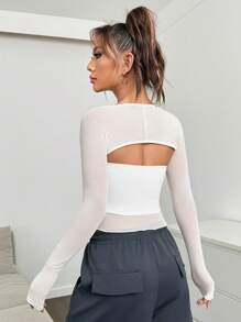 Muchica unicolor ribete en forma de lechuga Top bandeau & Bolero - Blanco - Ver 2