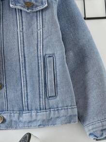 Young Boy Borg Collar Teddy Lined Denim Jacket - Light Wash - View 6