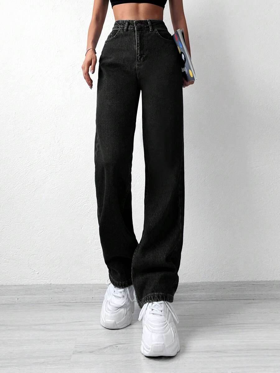 High Waist Straight Leg Jeans