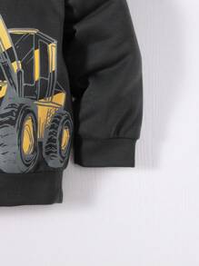 SHEIN Jeune Garçon Sweat-shirt Loisirs Mignon Ample Unicolore Avec Imprimé Excavatrice Pour Style De Rue , Automne/Hiver