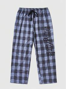 Harry Potter | ROMWE Plus Plaid & Slogan Graphic Raglan Sleeve PJ Set - Multicolor - View 4