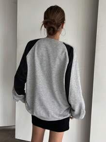 DAZY Letter Graphic Raglan Sleeve Sweatshirt,Fall Clothes