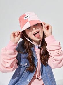 SHEIN 兒童粉色拼接編織漏斗帽 - 粉色 - 查看 7