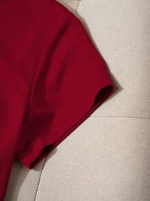 INAWLY Heart And Letter Graphic Tee Graphic Tees Women Tops - Burgundy - View 4