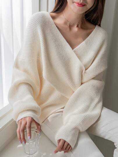 DAZY 纯色落肩裹身毛衣，秋装