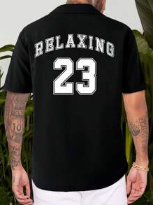 Aesthetic Post 男士字母圖案前排扣襯衫