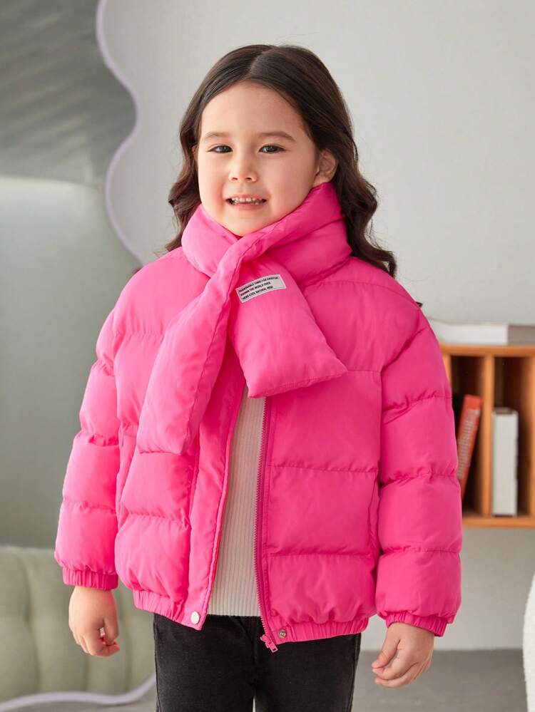 Young Girl Casual Thickened Jacket With Detachable Scarf