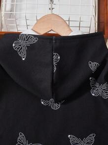 SHEIN 女大童吊帶上衣&蝴蝶圖案衛褲&短款連帽衫 - 黑色 - 查看 6