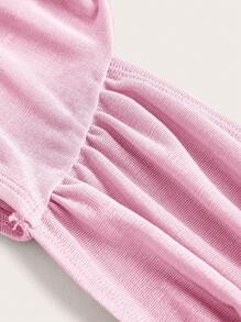 SHEIN ICON Mặt trước dây rút Viền không đối xứng Áo hai dây - Màu Hồng baby - Xem 4