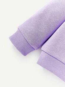 Cozy Pixies Đứa bé gái Đồ họa Chữ cái Lót nhiệt Áo nỉ - Màu Lilac Tím - Xem 4