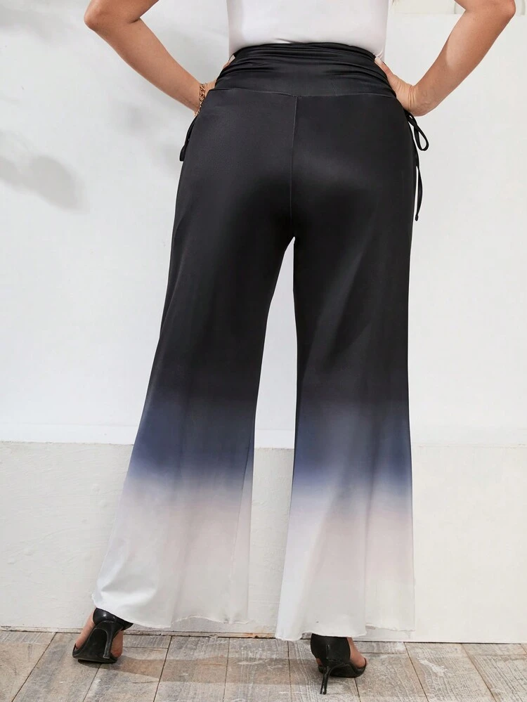 Plus Ombre Drawstring Side Flare Leg Pants