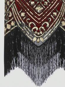 1920s Floral Sequin Fringe Hem Flapper Party Dress Valentine Dress