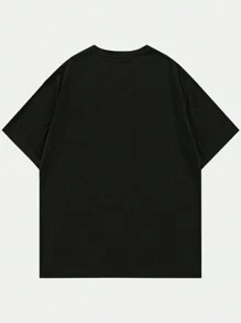 ROMWE MEN Goth Men Skull & Letter Graphic Tee, School, 2000s Style - Black - View 2