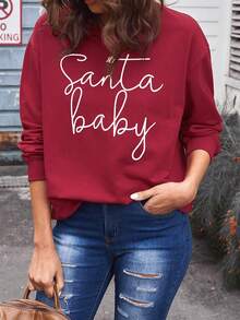 CILKOO 字母圖案落肩袖運動衫 - 紅色 - 查看 1