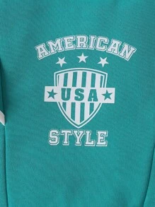 Baby Girl Letter Graphic Contrast Binding Ruffle Trim Sweatshirt - Green - View 5