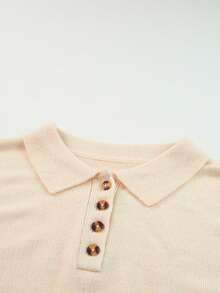 CILKOO Polo領插肩袖毛衣洋裝 - 杏色 - 查看 6