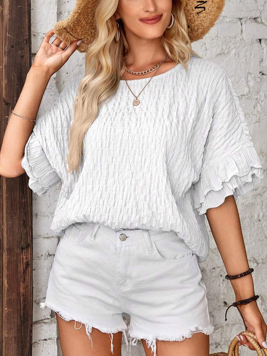 EMERY ROSE 素色喇叭袖襯衫