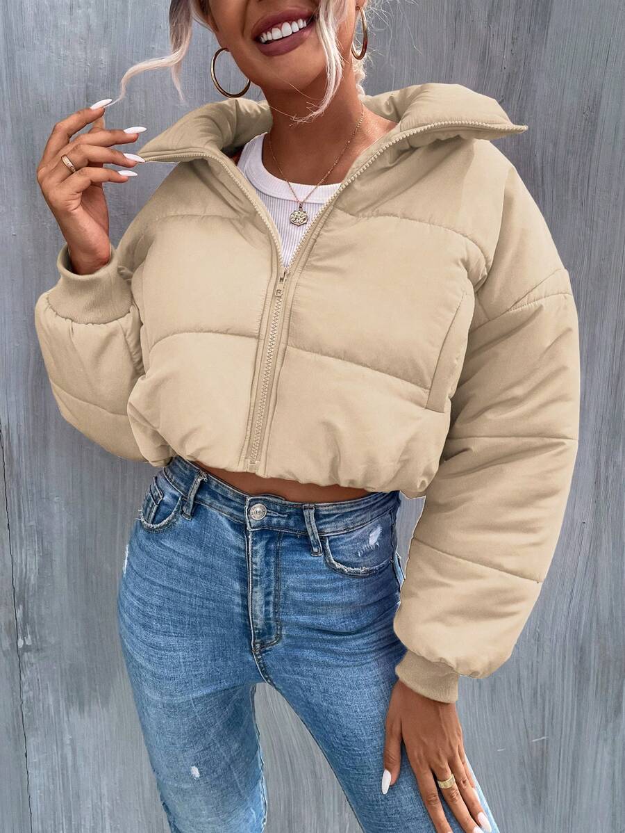SHEIN MOOSTA Zip Up Crop Padded Coat For Winter for Sale Australia New