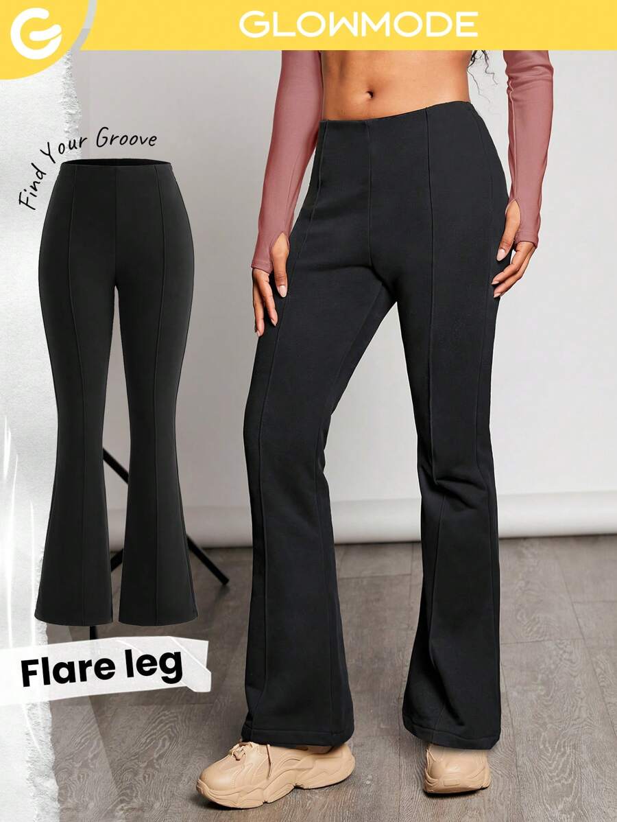 GLOWMODE French Terry Comfortable Flared Pants - Black - View 1