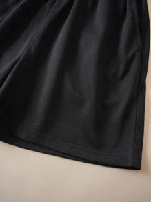 INAWLY Bộ đồ hai mảnh nữ Dây kéo Túi màu trơn Giải trí - màu đen - Xem 7