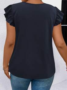 Plus Blouse Festonné Manches Volantées
