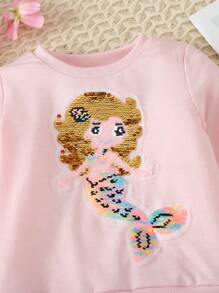SHEIN Young Girl Cartoon Graphic Sweatshirt - Pink - View 4