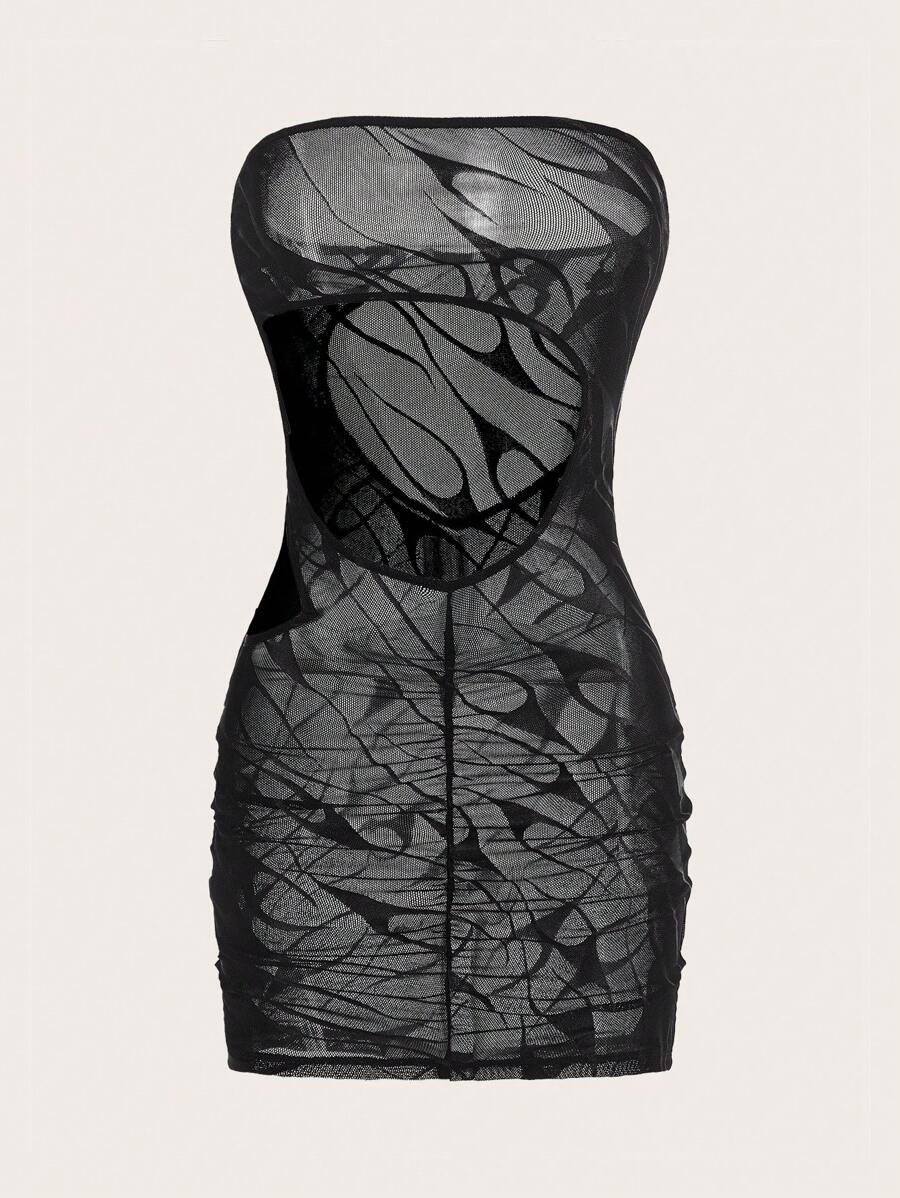 SHEIN ICON Cắt ra Xù Đầm bó sát ống - màu đen - Xem 1