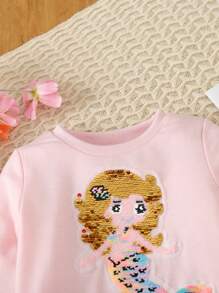 SHEIN Young Girl Cartoon Graphic Sweatshirt - Pink - View 3