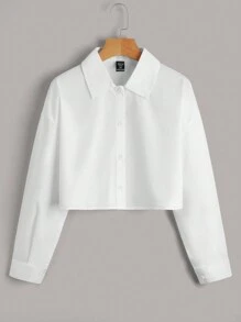 SHEIN EZwear Talla grande Camisa de hombros caídos crop