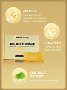 Slow Sunday Collagen Neck Mask, Tightens And Firms, Reduces Neck Wrinkles,K Beauty, For Valentine's Day, Valentines Gift, Valentines Day Gift, Ideal For Party - Golden - View 4