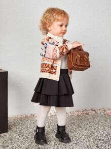 SHEIN Baby Girl Geo Pattern Button Front Cardigan - Multicolor - View 3