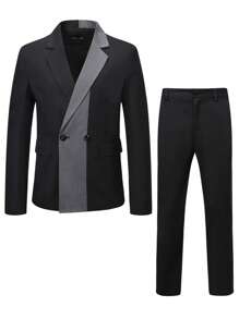 Manfinity Mode 男士西裝套裝 - 黑色 - 查看 3