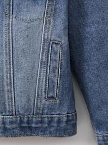 Chàng trai trẻ Chi tiết về Flap Áo khoác denim - Rửa trung bình - Xem 6