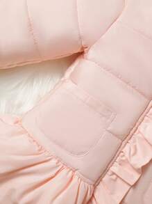 Baby Girl Borg Collar Ruffle Trim Coat - Pink - View 4