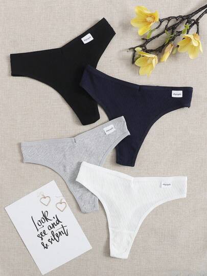 4علب ملابس داخلية سيكسي بنمط الأضلاع