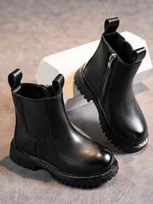 Fashionable Vintage Outdoor Elasticized One Pull-on Chelsea Children's Boots - Black - View 6