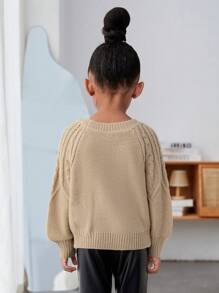 Cô Gái Trẻ Xoắn Dan Tay Raglan Áo len - Màu be - Xem 2