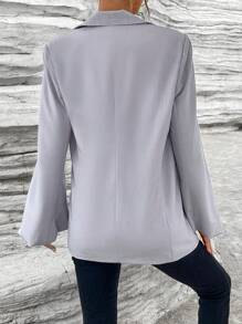 SHEIN Privé 西裝領燈籠袖西裝外套 - 銀色 - 查看 2