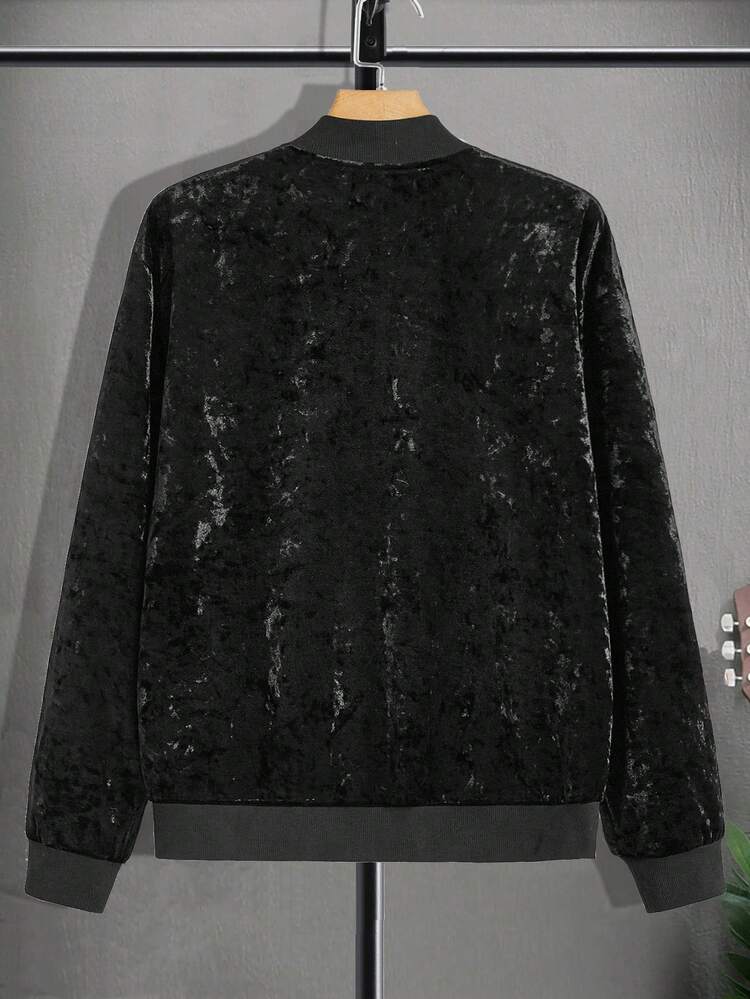 Men's Oversized Zip Up Bomber Jacket Without Hoodie, For Fall Winter