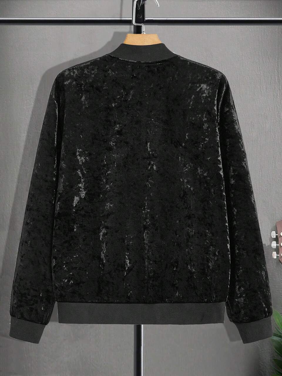 Men's Oversized Zip Up Bomber Jacket Without Hoodie, For Fall Winter